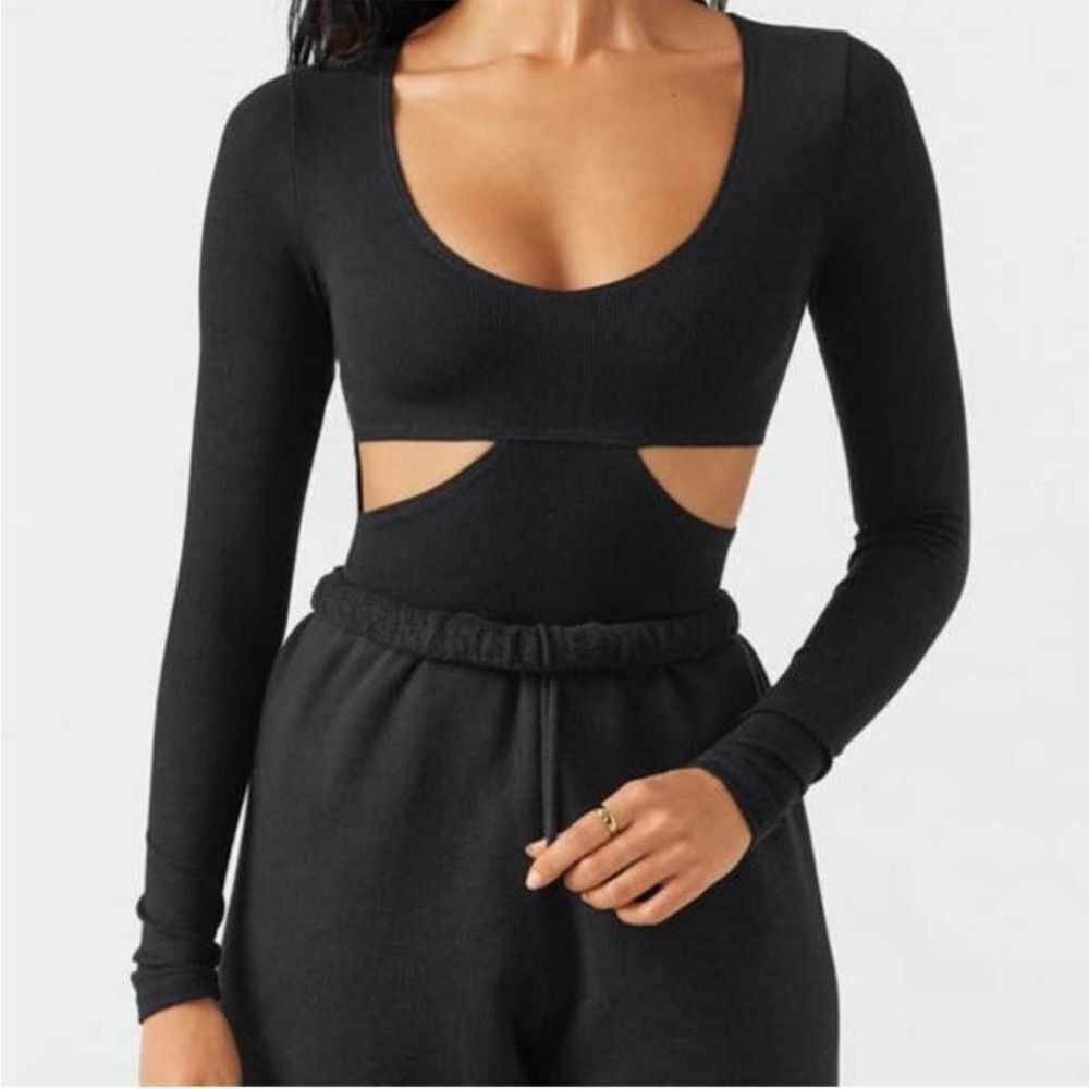 Joah Brown Black Fitted Cut-Out Longsleeve XS/S